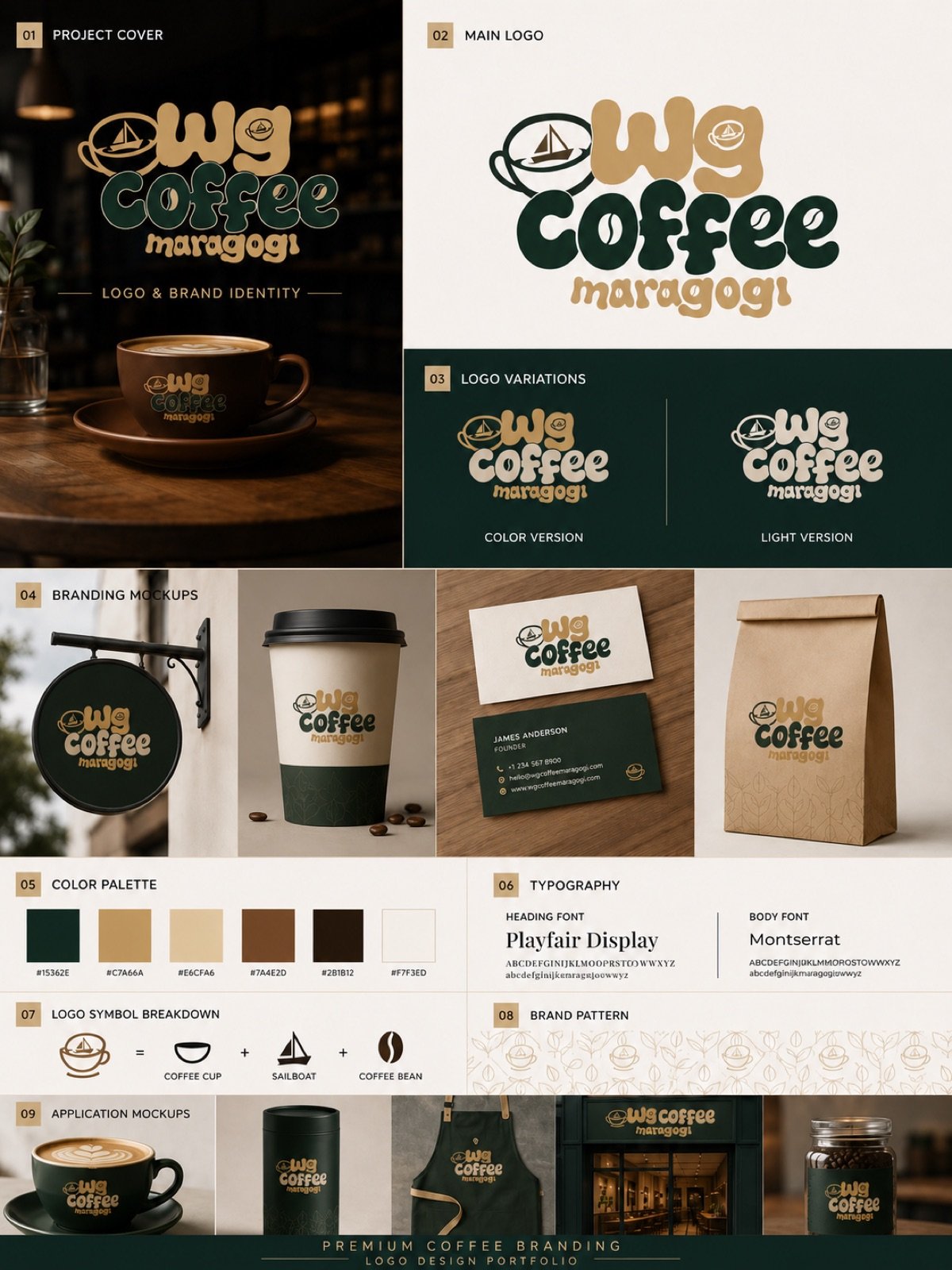 Sistema completo da identidade visual WG Coffee