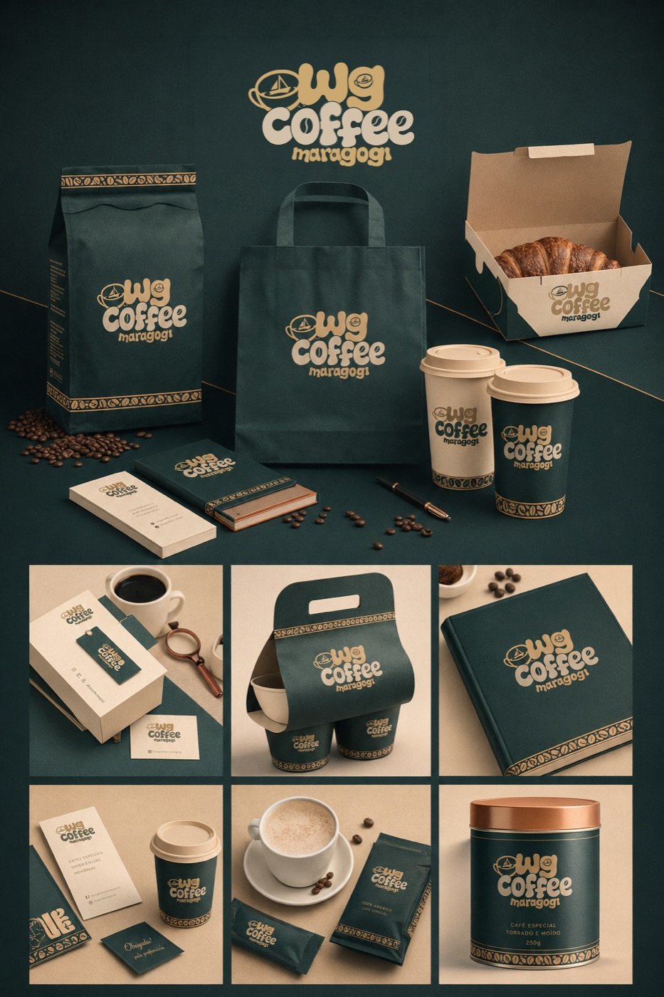 Embalagens, sacola e materiais de balcão WG Coffee